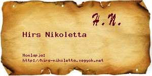 Hirs Nikoletta névjegykártya